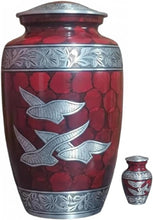 Load image into Gallery viewer, At Peace Memorials Dove Red Urn for Ashes SET