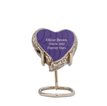 Load image into Gallery viewer, Small/Keepsake 5 Cubic Inches Heart Serene Purple Brass Funeral Cremation Urn