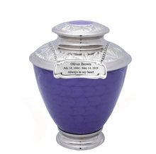 Load image into Gallery viewer, Large/Adult 200 Cubic Inches Elegance Pearl Purple Brass Funeral Cremation Urn