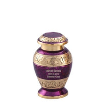 Load image into Gallery viewer, Small/Keepsake 4 Cubic Inches Sheen Tyrian Purple Brass Funeral Cremation Urn