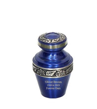 Load image into Gallery viewer, Large/Adult 200 Cubic Inches Apollo Blue Brass Funeral Cremation Urn