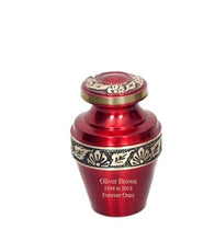 Load image into Gallery viewer, Small/Keepsake 4 Cubic Inches Apollo Red Brass Funeral Cremation Urn