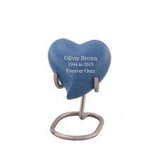 Load image into Gallery viewer, Small/Keepsake 5 Cubic Inches Heart Sparta Blue Brass Funeral Cremation Urn