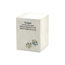 Load image into Gallery viewer, Monumental Memorials Pet Paws Pearl Inlay White, Medium Urn