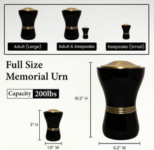 Load image into Gallery viewer, At Peace Memorials Canopic/Blessing Black Urn for Ashes SET