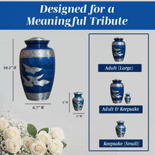 Load image into Gallery viewer, At Peace Memorials Dove Blue Urn for Ashes SET