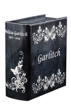 Load image into Gallery viewer, Adult/Large Ebony Book Marble Funeral Cremation Urn for Ashes 220 Cubic Inches