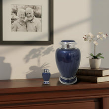 Load image into Gallery viewer, At Peace Memorials Hotep Navy Blue Urn for Ashes SET