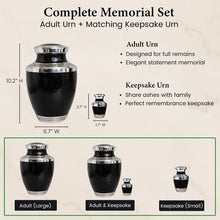 Load image into Gallery viewer, At Peace Memorials Cordoba Black Urn for Ashes SET