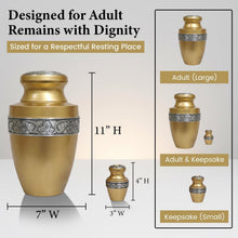 Load image into Gallery viewer, At Peace Memorials Tranquility Gold Keepsake Urn for Ashes