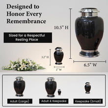 Load image into Gallery viewer, At Peace Memorials Hotep Black Urn for Ashes SET