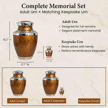 Load image into Gallery viewer, At Peace Memorials Cordoba Brown Urn for Ashes SET