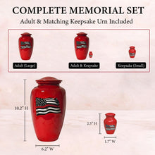 Load image into Gallery viewer, At Peace Memorials Firefighter Red Urn for Ashes SET