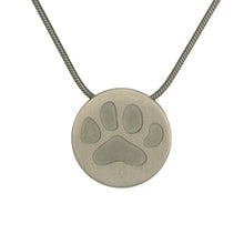 Load image into Gallery viewer, Stainless Steel Pewter Pendant w/Large Paw and Chain Cremation Urn for Ashes