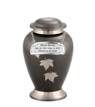 Load image into Gallery viewer, Large/Adult 200 Cubic Inches Flora Autumnal Leaf Brass Funeral Cremation Urn