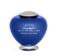 Load image into Gallery viewer, Large/Adult 200 Cubic Inches Baroque Blue Brass Funeral Cremation Urn