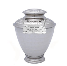 Load image into Gallery viewer, Large/Adult 200 Cubic Inches Elegance Pearl White Brass Funeral Cremation Urn