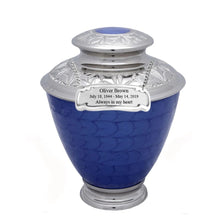 Load image into Gallery viewer, Large/Adult 200 Cubic Inches Elegance Pearl Blue Funeral Cremation Urn