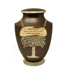 Load image into Gallery viewer, Large/Adult 200 Cubic Inches Solace Tree Brass Funeral Cremation Urn
