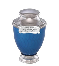Load image into Gallery viewer, Large/Adult 200 Cubic Inches Zejtar Blue Pearl Metal Funeral Cremation Urn