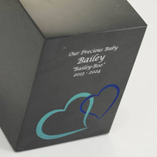 Load image into Gallery viewer, Monumental Memorials Hearts Blue Black, Medium Urn