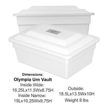 Load image into Gallery viewer, At Peace Memorials Olympia White Horizontal Funeral Cremation Urn Vault