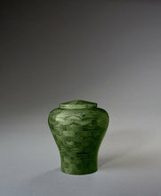 Load image into Gallery viewer, Lily Green Oak Wood Keepsake Funeral Cremation Urn, 14 Cubic Inches