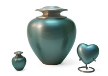 Load image into Gallery viewer, Keepsake Brass Green Funeral Cremation Urn for Ashes, 5 Cubic Inches