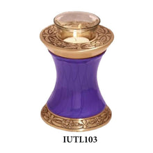 Load image into Gallery viewer, Small/Keepsake 20 Cubic Inch Brass Baroque Purple Tealight Cremation Urn