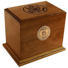 Load image into Gallery viewer, Large/Adult 225 Cubic Inch Wood Cherry Patriot Military Funeral Cremation Urn