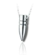 Load image into Gallery viewer, Sterling Silver Bullet Funeral Cremation Urn Pendant for Ashes w/Chain