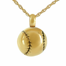 Load image into Gallery viewer, Small/Keepsake Gold Baseball Pendant Funeral Cremation Urn for Ashes