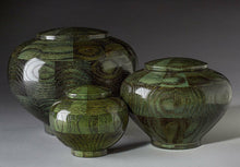 Load image into Gallery viewer, Peony Green Oak Wood Adult Funeral Cremation Urn, 220 Cubic Inches