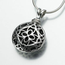Load image into Gallery viewer, Sterling Silver Filigree Round Memorial Jewelry Pendant Funeral Cremation Urn