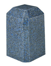 Load image into Gallery viewer, Small/Keepsake 36 Cubic Inch Blue Square Cultured Granite Cremation Urn Ashes