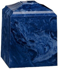 Load image into Gallery viewer, Small/Keepsake 45 Cubic Inch Blue Cultured Marble Cremation Urn for Ashes