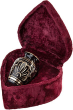 Load image into Gallery viewer, Black and Gold Color, Brass Funeral Cremation Urn Keepsake w. Velvet Heart Box