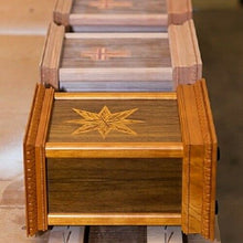 Load image into Gallery viewer, Large/Adult 225 Cubic Inch Walnut Star Handcrafted Wood Funeral Cremation Urn