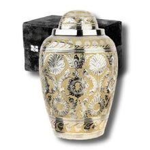 Load image into Gallery viewer, Set of Adult (225 cubic inch) & Keepsake (3 inch) Brass Dynasty Cremation Urns