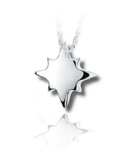 Load image into Gallery viewer, Sterling Silver Shining Star Funeral Cremation Urn Pendant for Ashes w/Chain