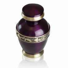 Load image into Gallery viewer, Small/Keepsake 4 Cubic Inches Royal Purple Brass Funeral Cremation Urn for Ashes