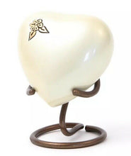 Load image into Gallery viewer, Heart Keepsake Aluminum & Brass White Cremation Urn for Ashes, 3 Cubic Inches