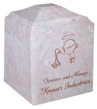 Load image into Gallery viewer, Small/Keepsake 45 Cubic Inch Pink Angel Cultured Marble Cremation Urn for Ashes