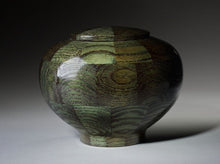 Load image into Gallery viewer, Peony Green Oak Wood Adult Funeral Cremation Urn, 220 Cubic Inches