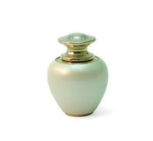 Load image into Gallery viewer, Keepsake Brass White Funeral Cremation Urn for Ashes, 5 Cubic Inches