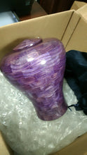 Load image into Gallery viewer, Lily Purple Oak Wood Keepsake Funeral Cremation Urn, 14 Cubic Inches