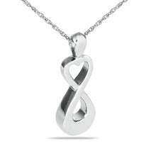 Load image into Gallery viewer, Sterling Silver Infinity Heart Pendant/Necklace Funeral Cremation Urn for Ashes