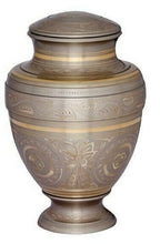 Load image into Gallery viewer, Large/Adult 200 Cubic Inch Empire Platinum Brass Funeral Cremation Urn for Ashes