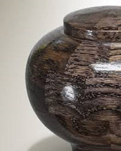 Load image into Gallery viewer, Peony Black Oak Wood Adult Funeral Cremation Urn, 220 Cubic Inches