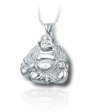 Load image into Gallery viewer, Sterling Silver Smiling Buddha Funeral Cremation Urn Pendant for Ashes w/Chain
